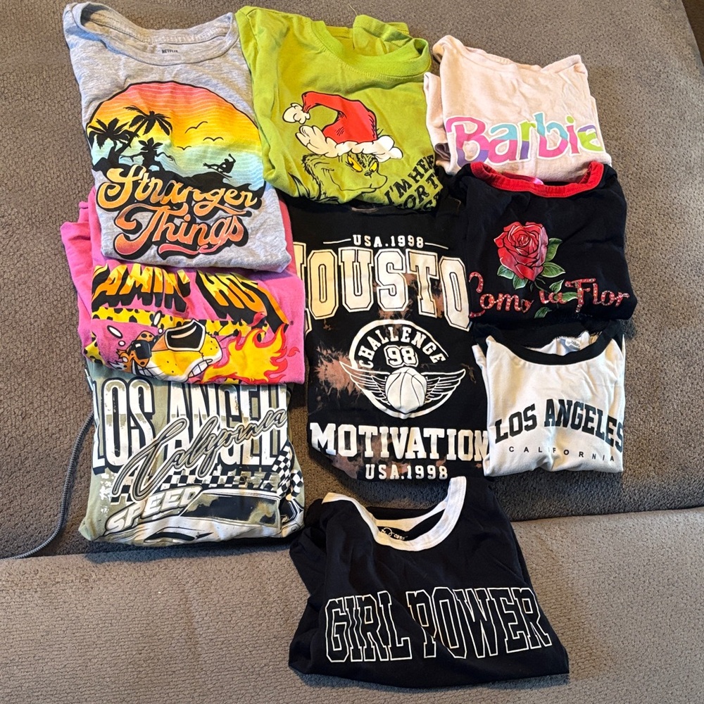 Colorful Kids Graphic T-Shirts Bundle of 9. GIRL SIZES SMALL-MEDIUM.